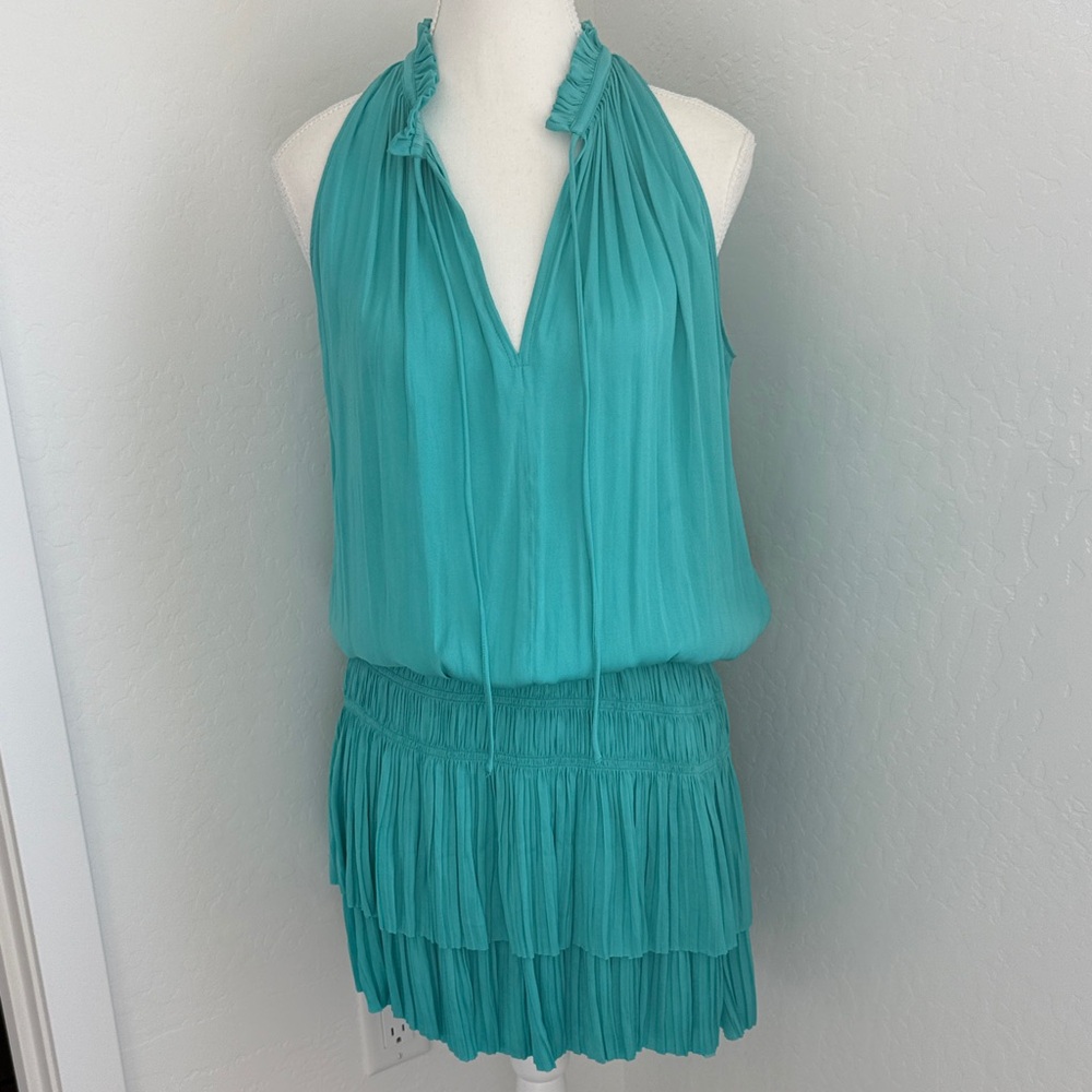 Current Air Teal Halter Neck Pleated Dress NWT